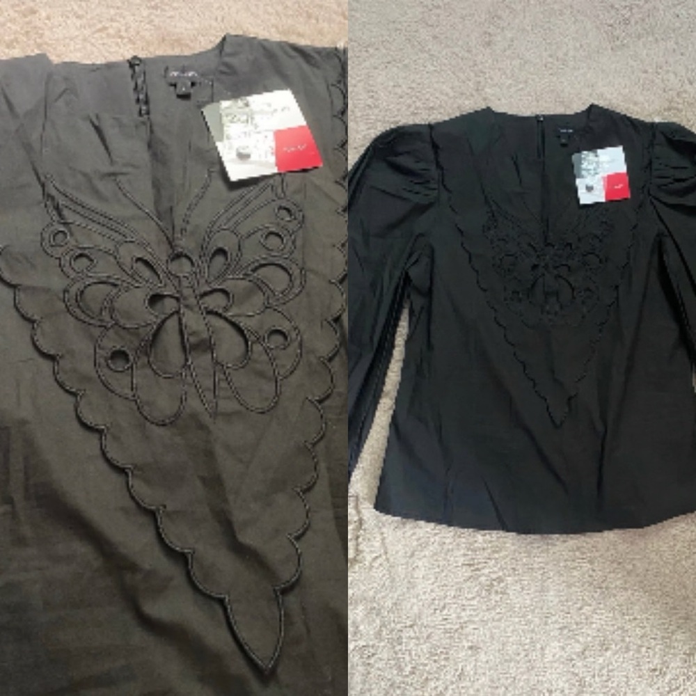 Concept 
Long Sleeve Blouse 
Butterfly eyelet Bib Top 
Size Small